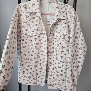 NWT Francescas Pink and Cream Floral Jean Jacket Oversized
